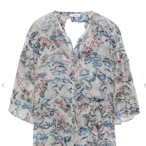 Iro Paris - Reopam Open-back Ruffled Snake-print Georgette Blouse In Light Gray - Picture 1 of 4